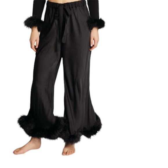 Sleeper Boudoir Feather Trim Flare Trousers NWT - Picture 5 of 15